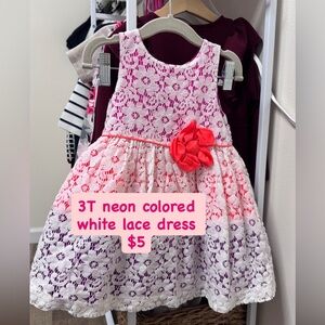 Cherokee White and Pink Lace Kids Dress